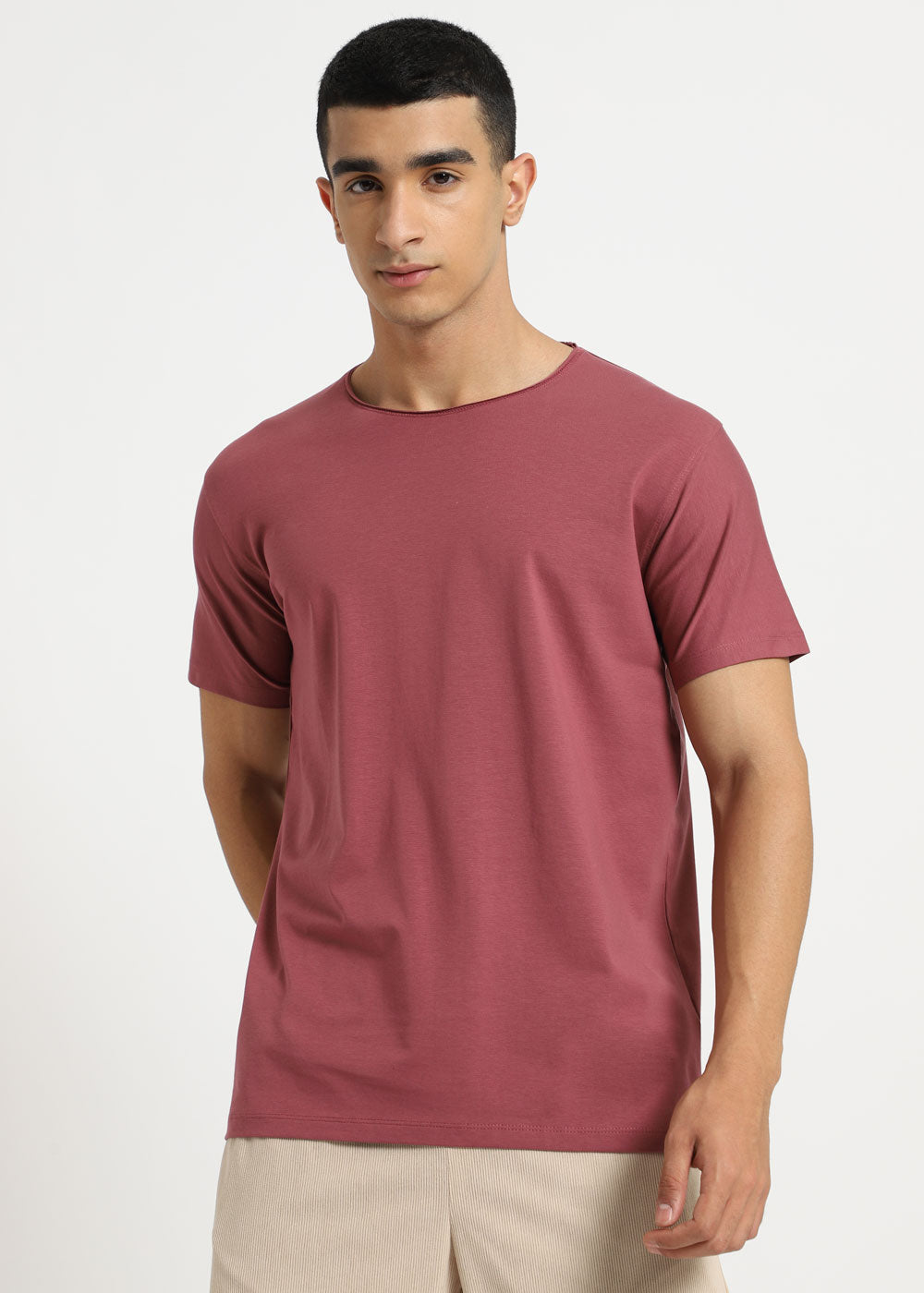 Salmon Pink Crew neck T-shirt