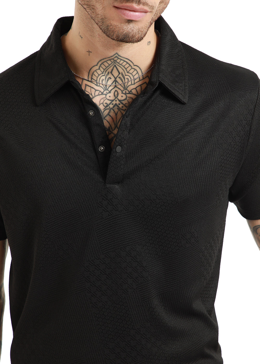 Black Structured Polo Tshirt
