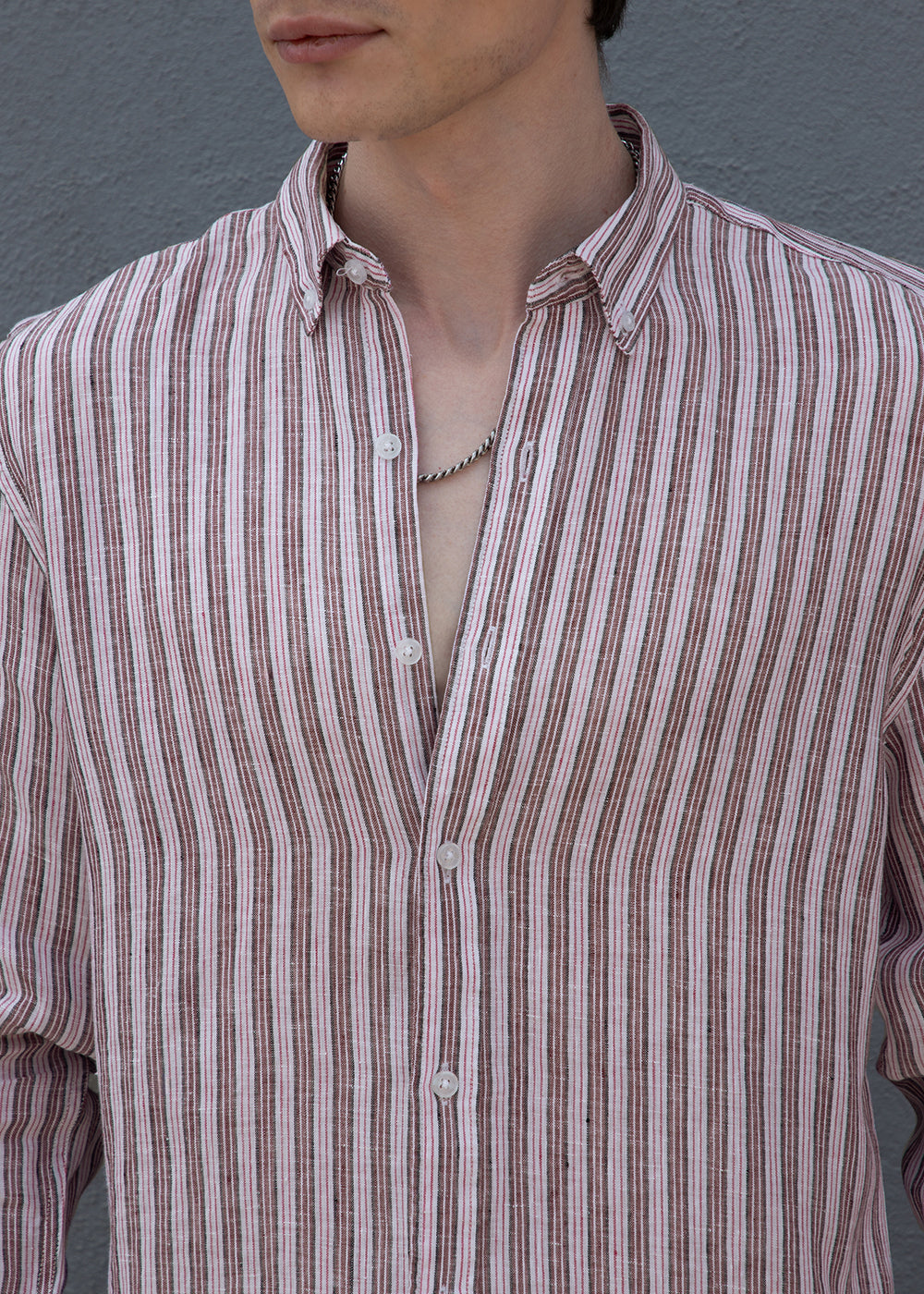 Brown Stripe Pure Irish Linen Shirt
