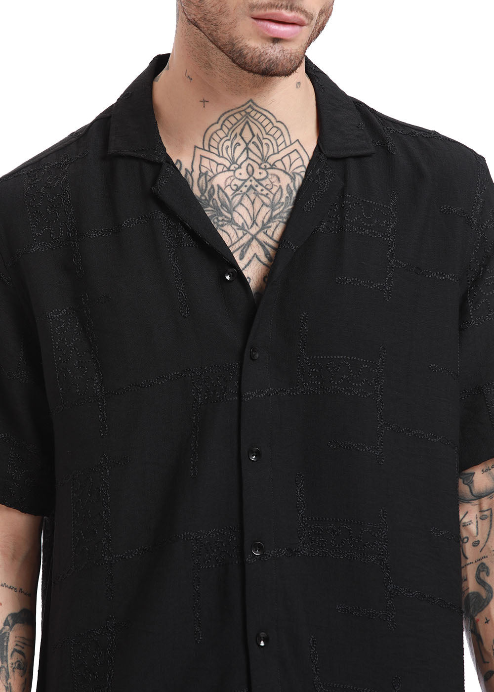 Carbon Black Embroidered Shirt