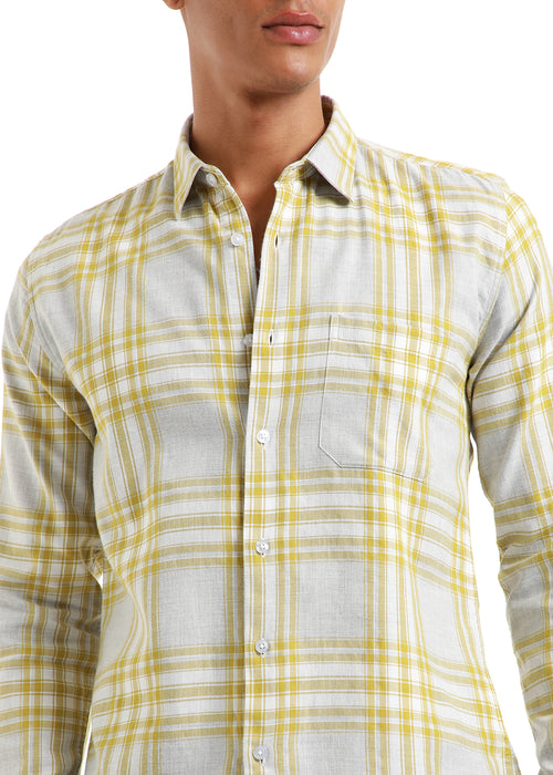 Melange Lime Green Check Shirt