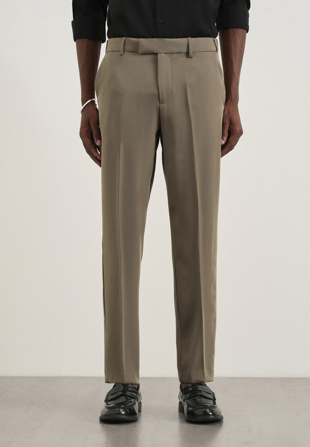 Khaki Green Flex Waist Slim Fit Trouser