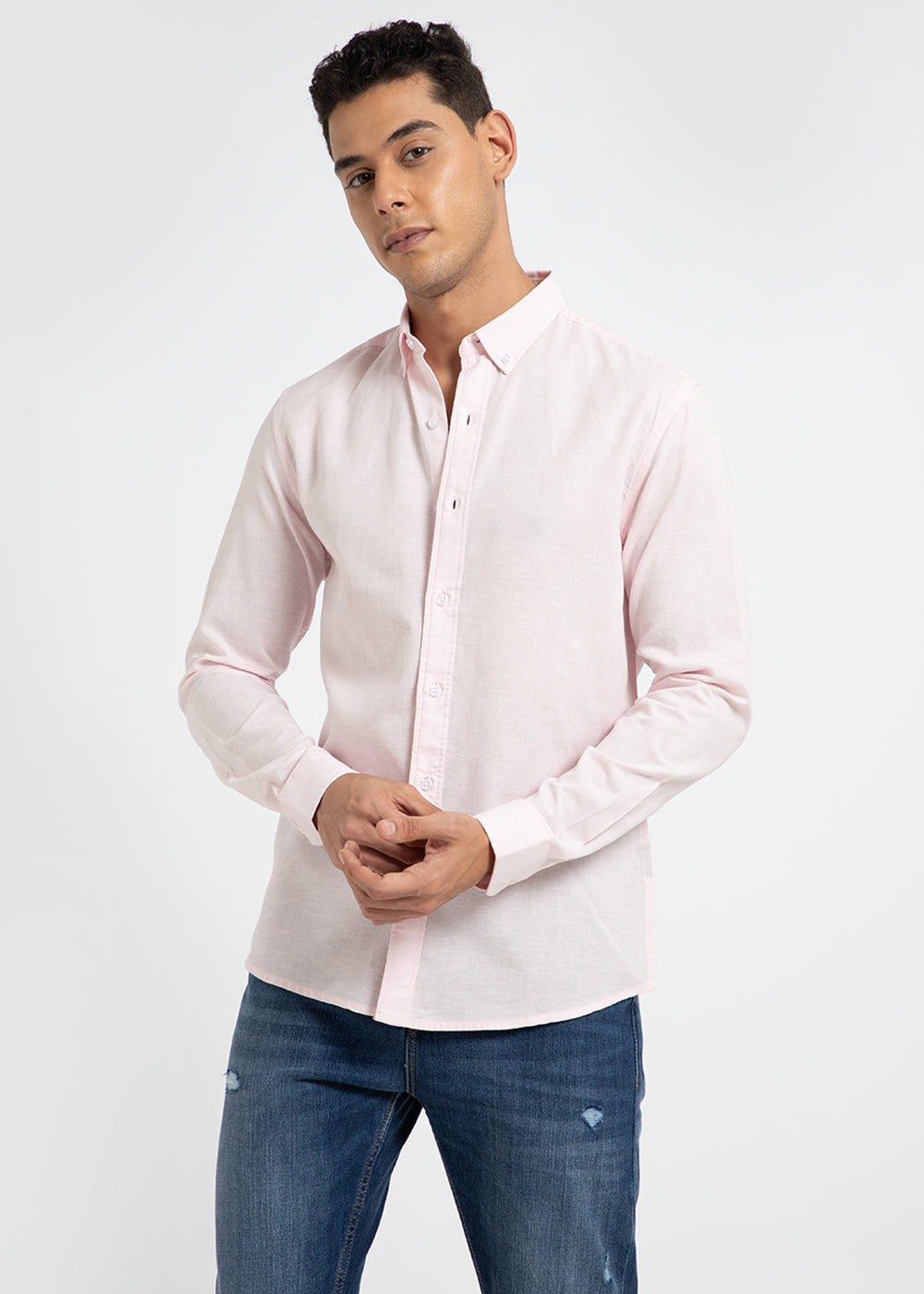 Light Pink Cotton Linen Shirt