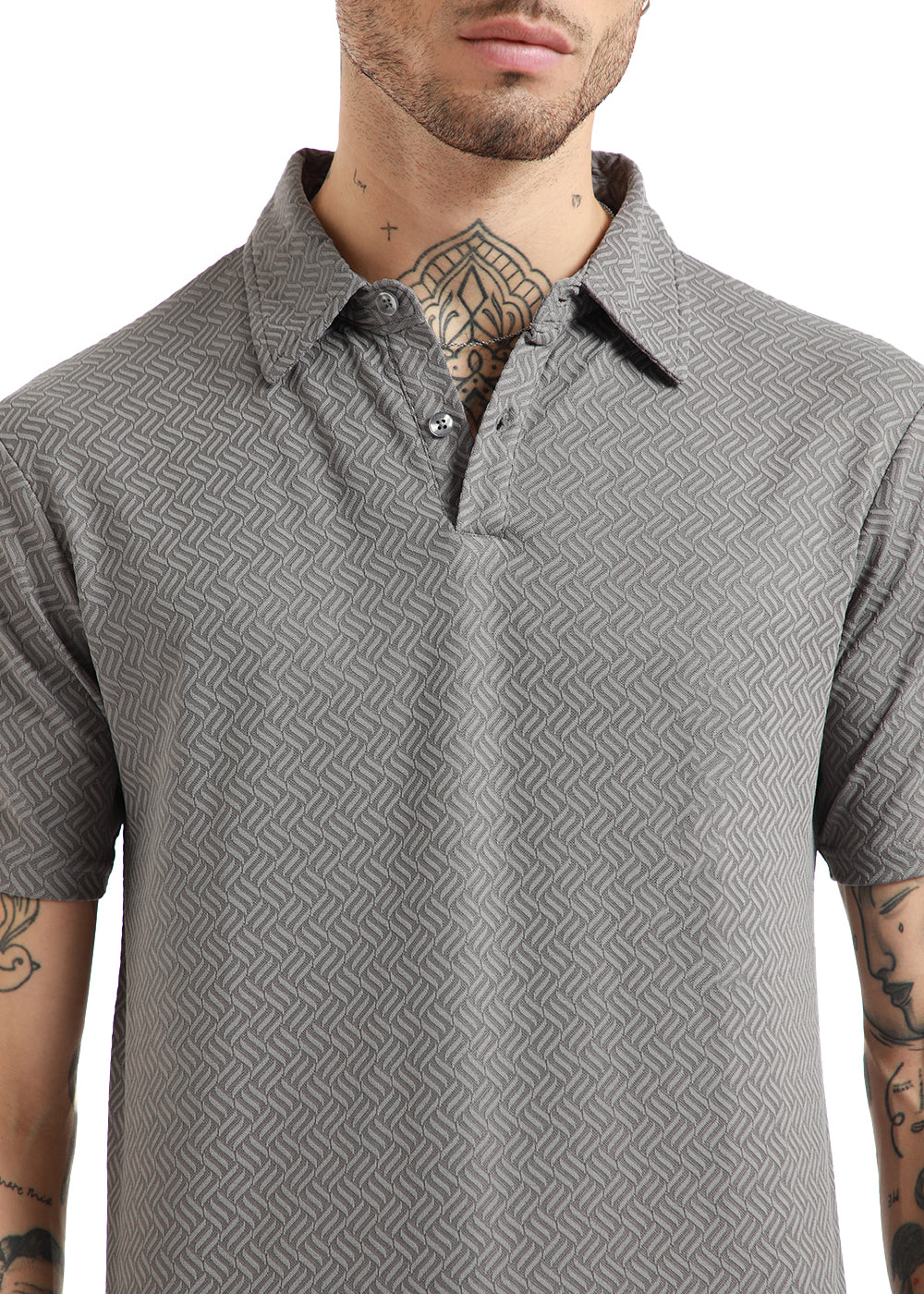 Gray twin weave Polo Tshirt