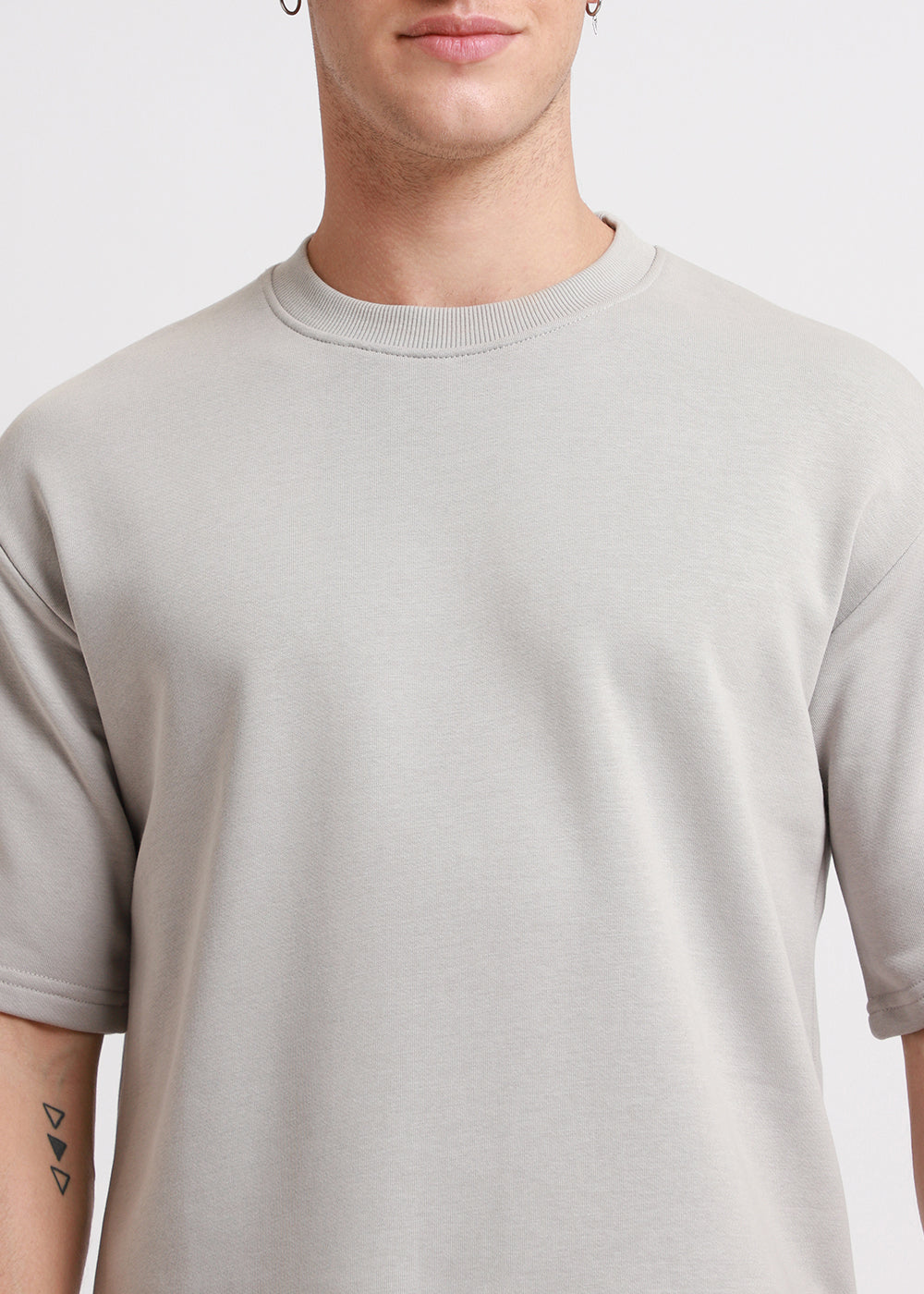 Pale Gray Oversized Basic T-shirt