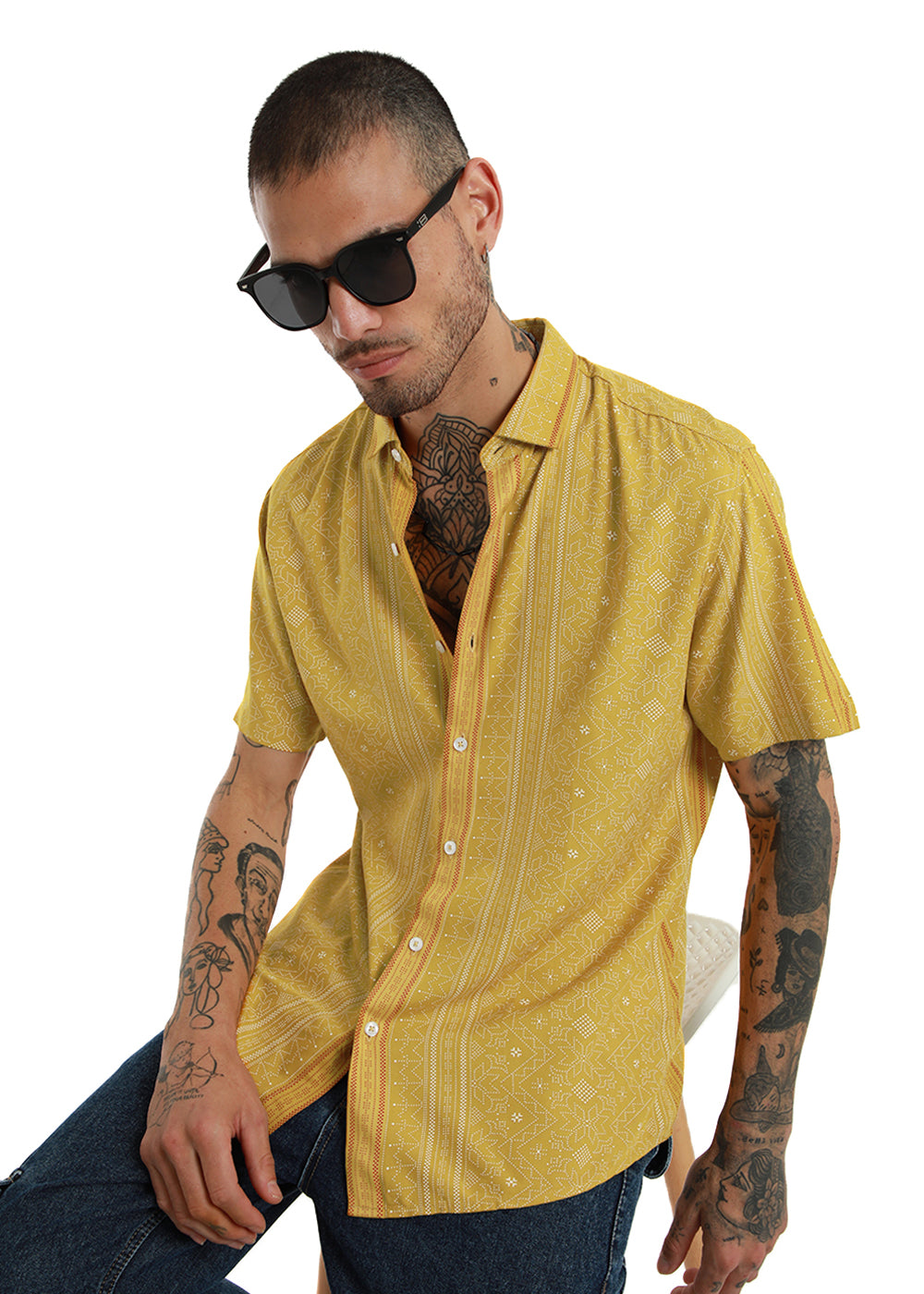 Dot & Dash Print Half Sleeve Shirt