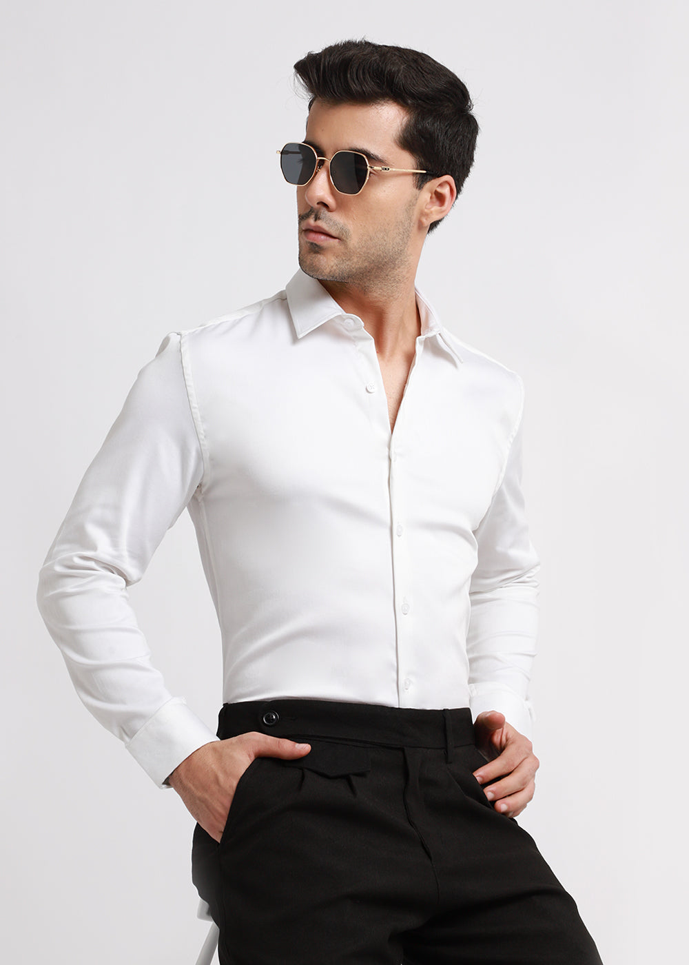 Greek White Satin Shirt