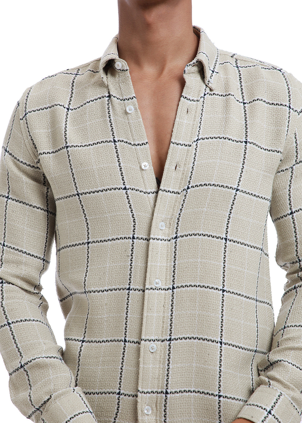 Widegrid Cream Check shirt 3