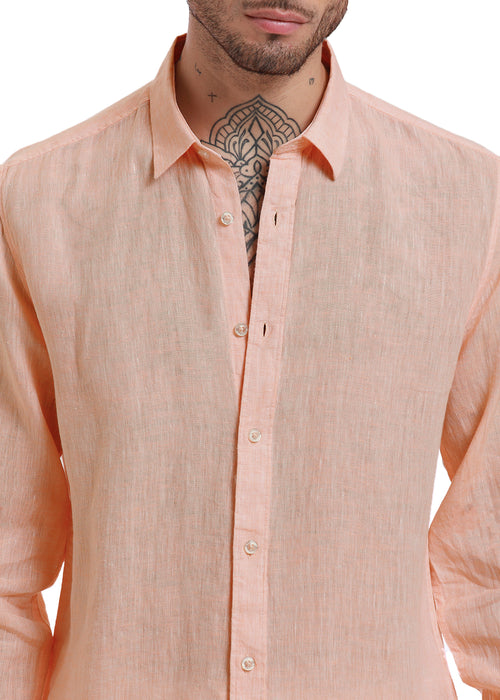 Dusky Orange Pure Irish Linen Shirt