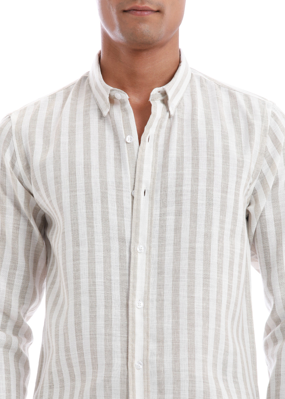 Classic Beige Stripe Blended Linen shirt