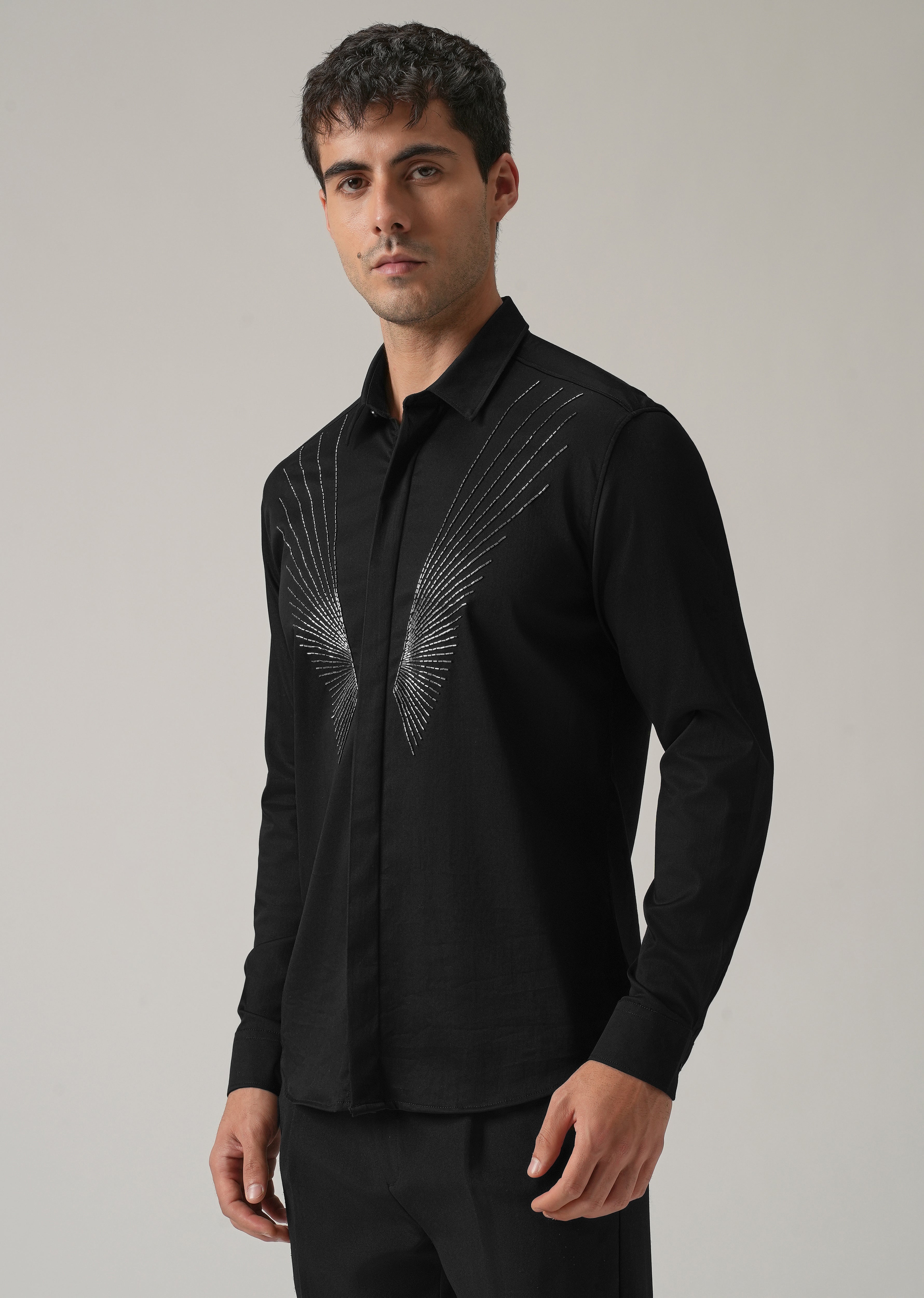 Radiant Handwork Black Designer Shirt