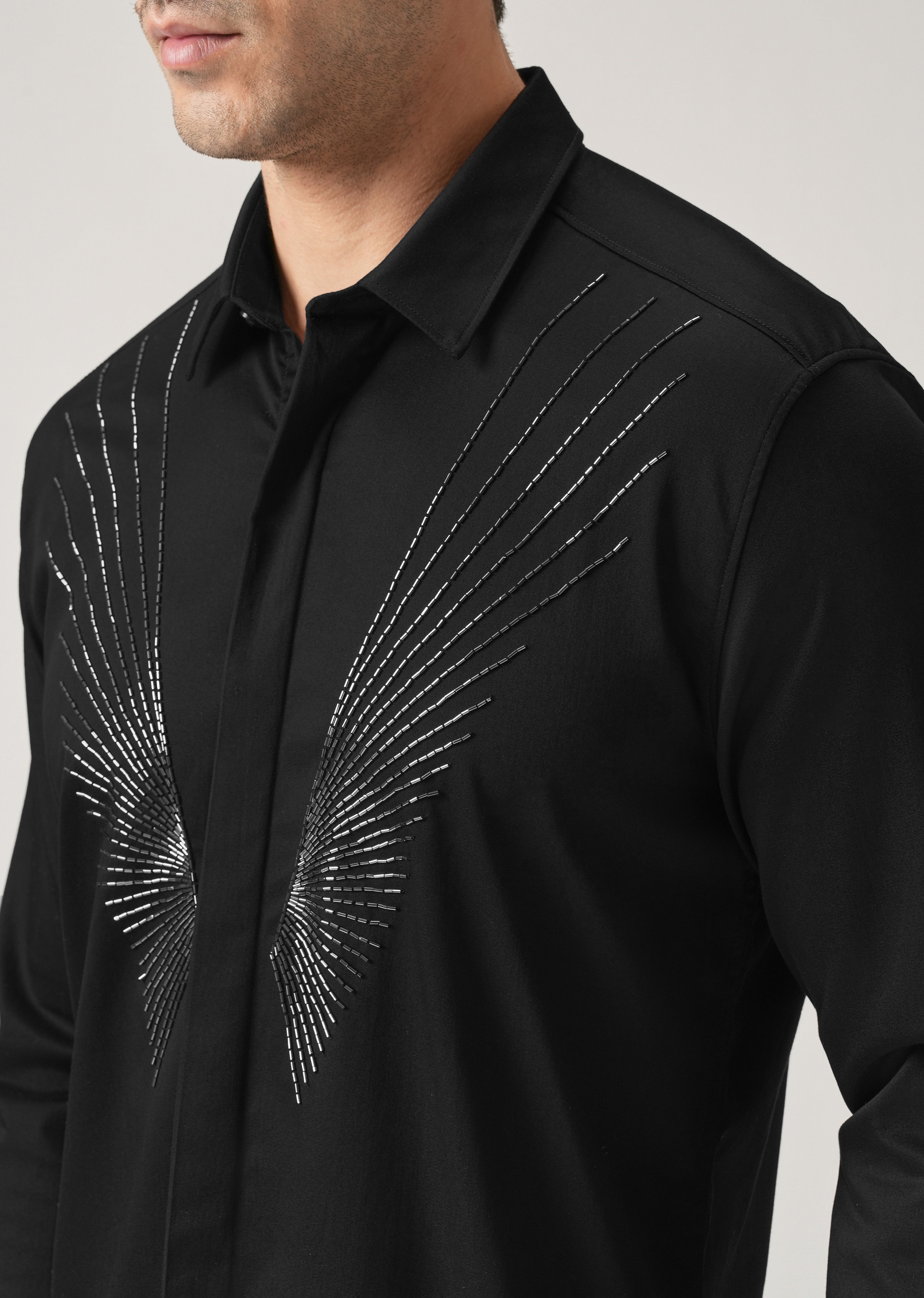 Radiant Handwork Black Designer Shirt