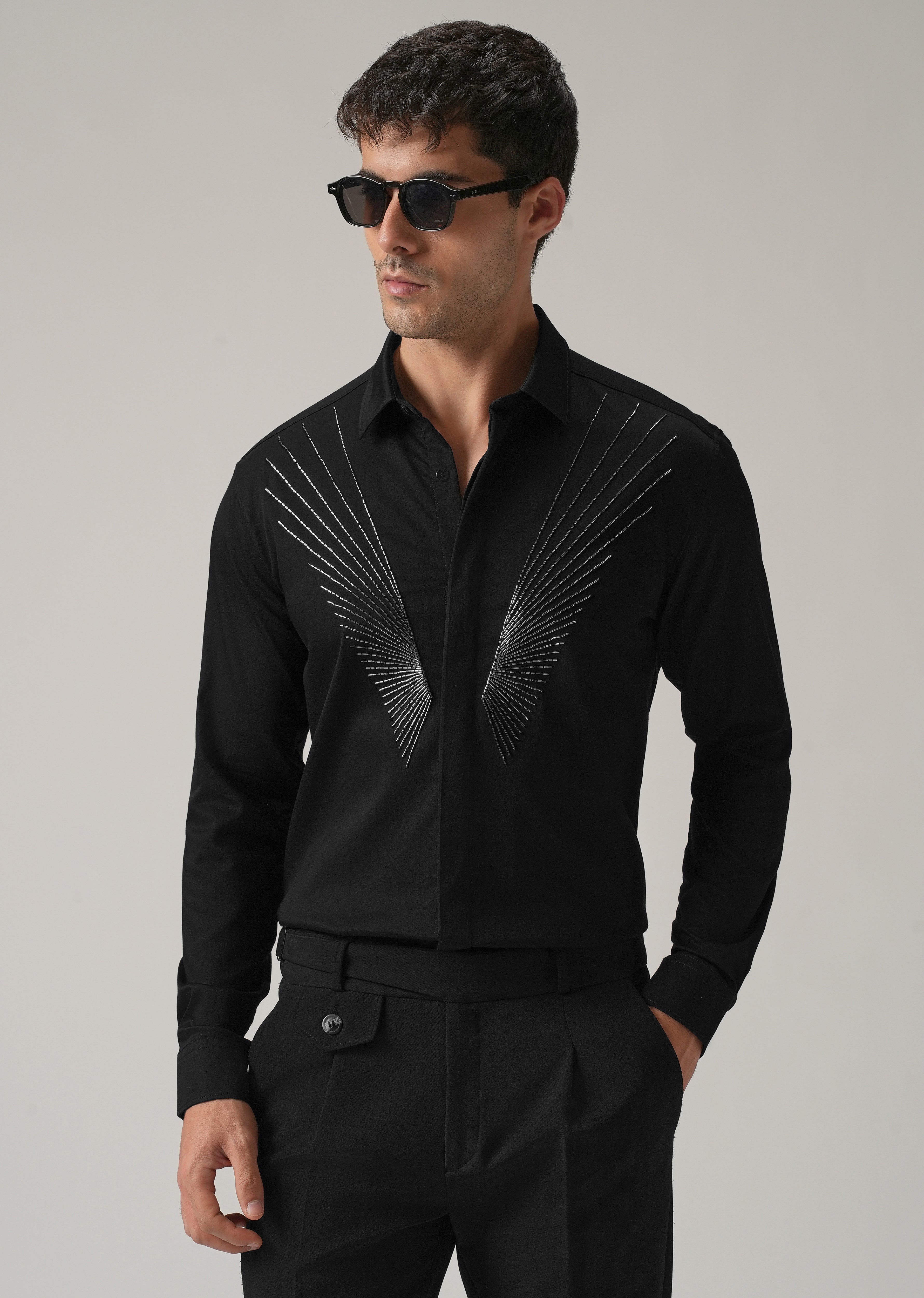 Radiant Handwork Black Designer Shirt