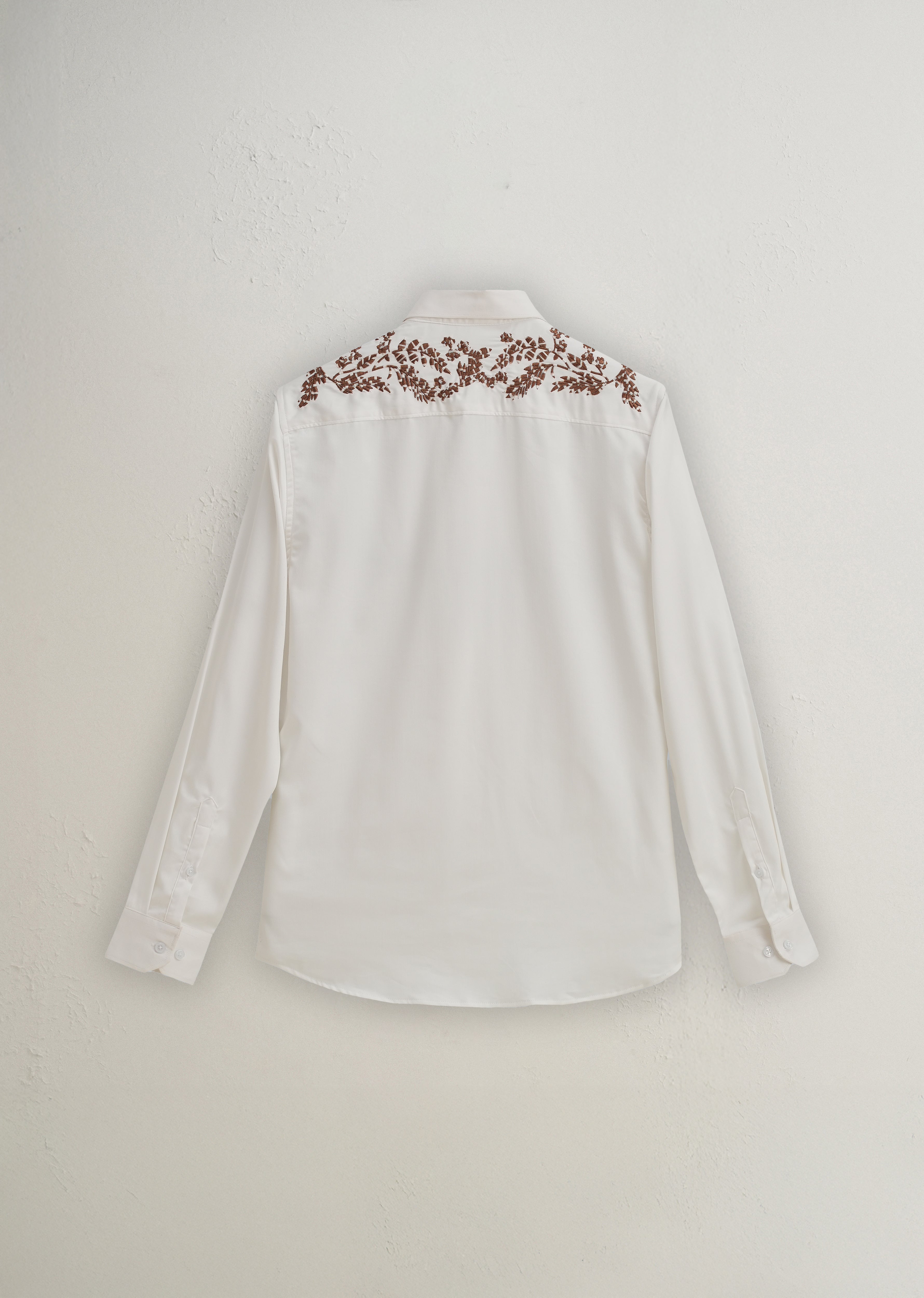 White Shoulder Embroidery Designer Shirt