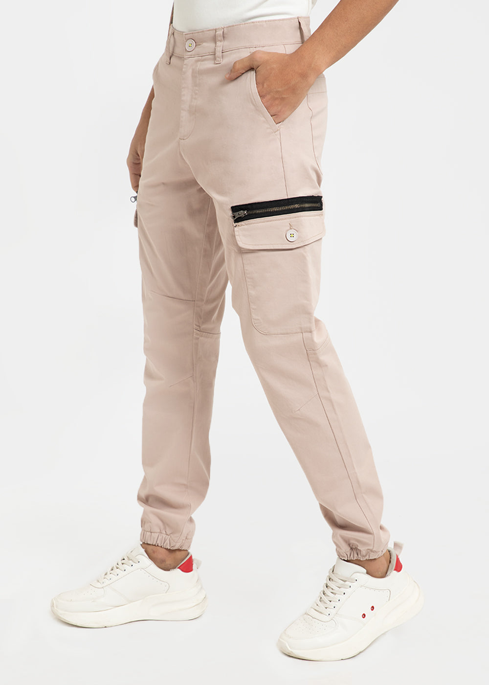 Sand Pink Elasticated Cargo Pant