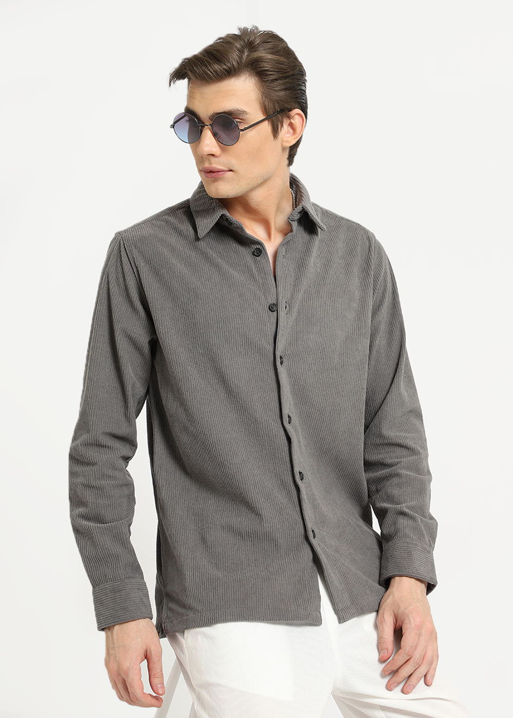 Light Grey Corduroy Shirt