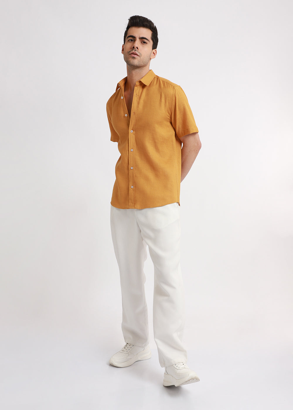 Batiste Gold Orange Linen shirt