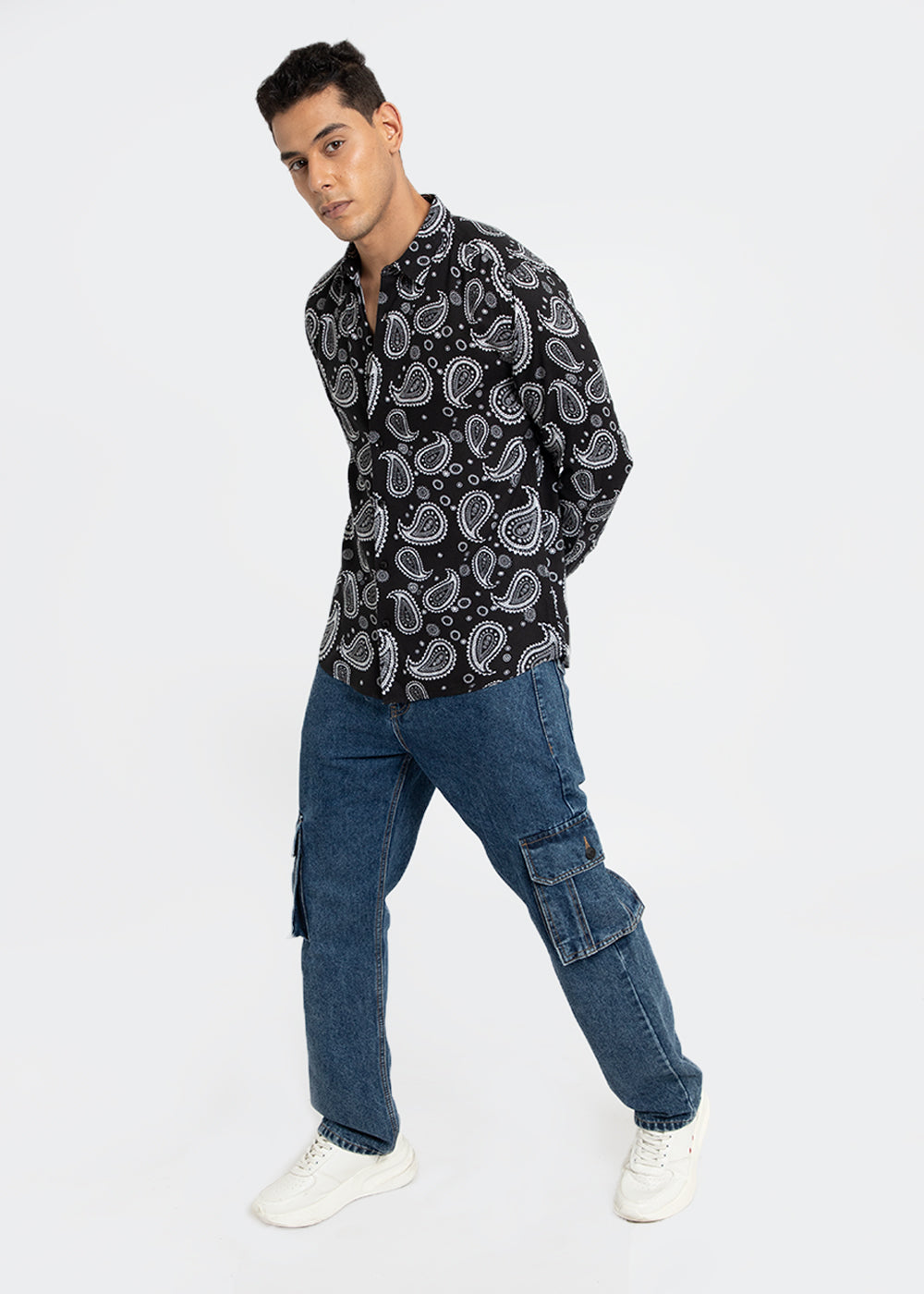 Charcoal Paisley Print Shirt