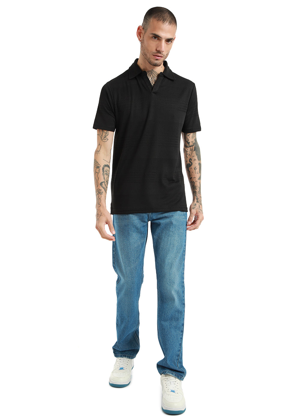 Jacquard Black Polo T-shirt