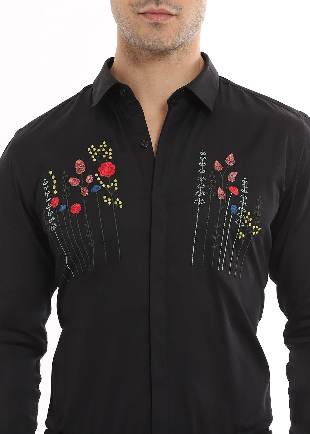 Floral Artistry Black Shirt 