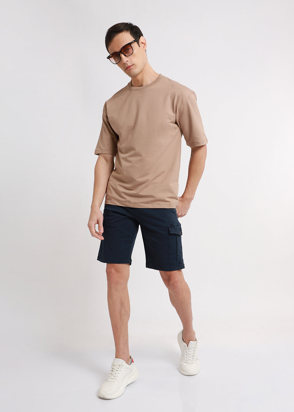 Navy Blue Cotton Cargo Shorts 6