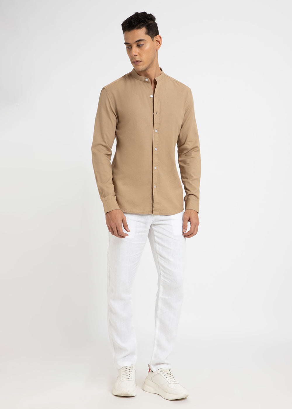 Aurora Beige Cotton Linen Shirt