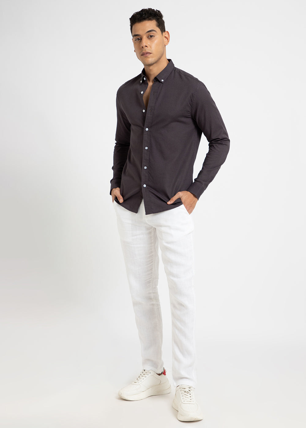 Granite Gray Cotton Linen Shirt