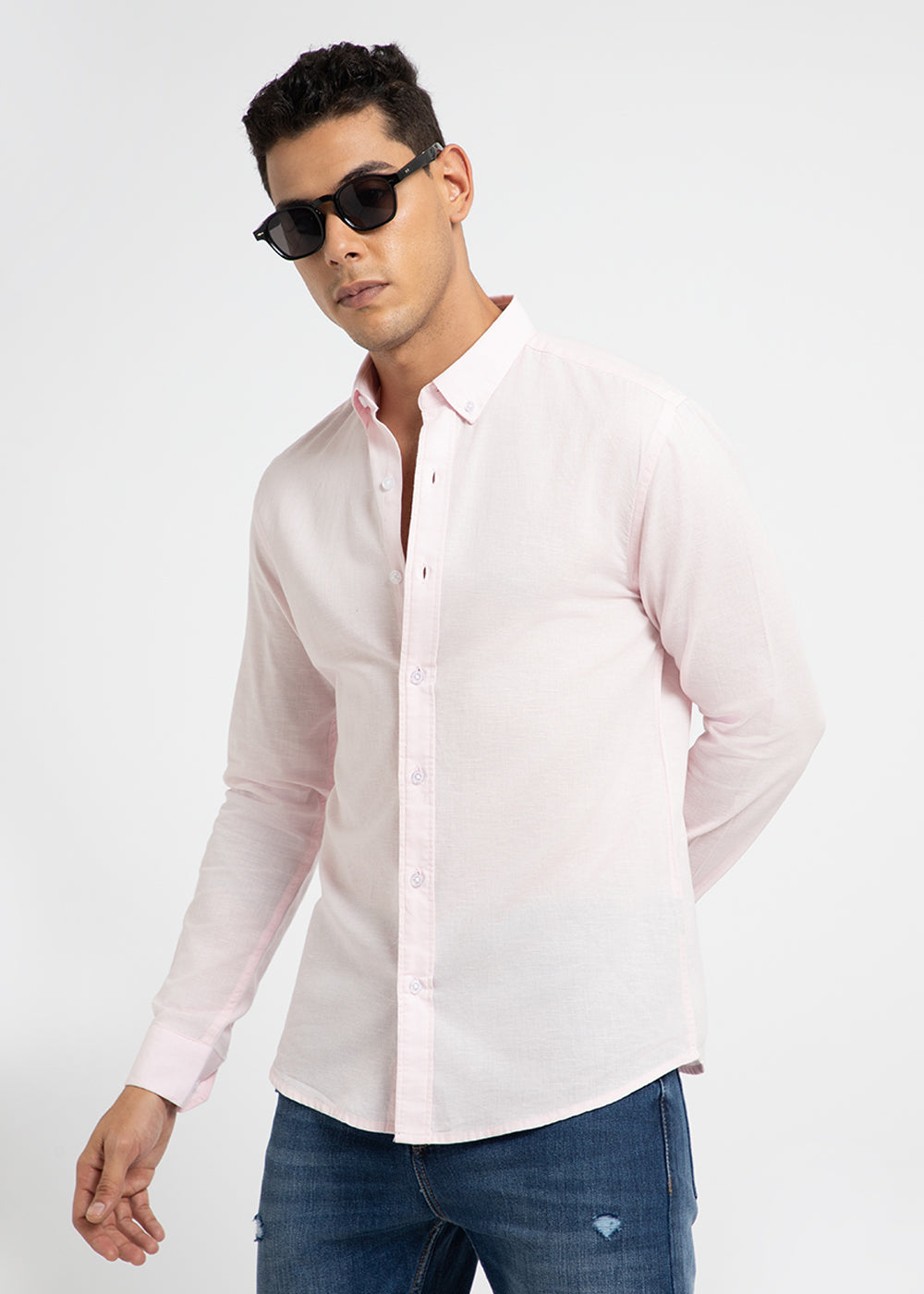 Light Pink Cotton Linen Shirt