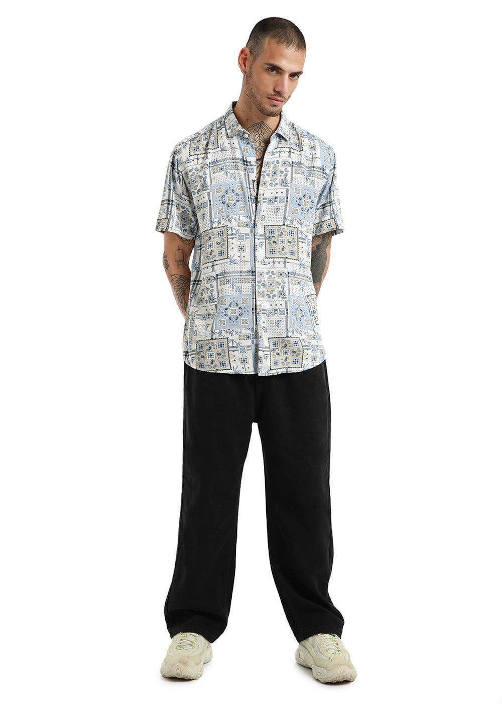 Scarf Print Half Sleeve Shirt