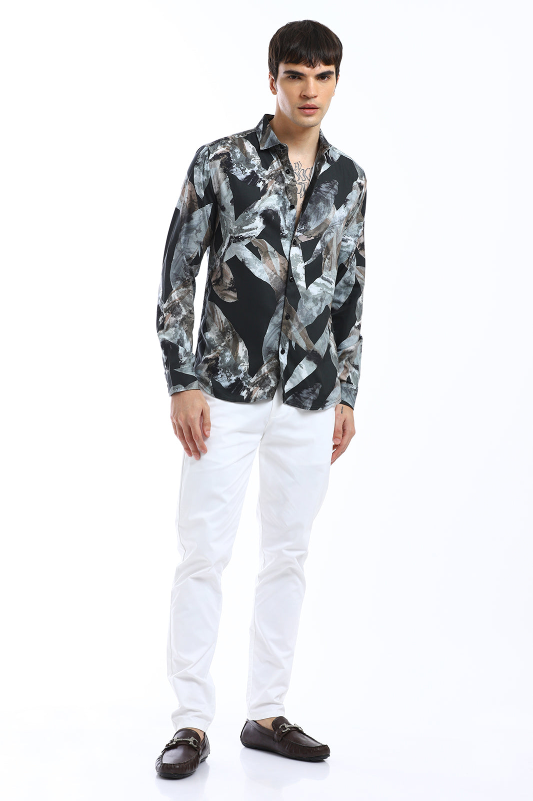 Contemporary Marble Floral Print Shirt