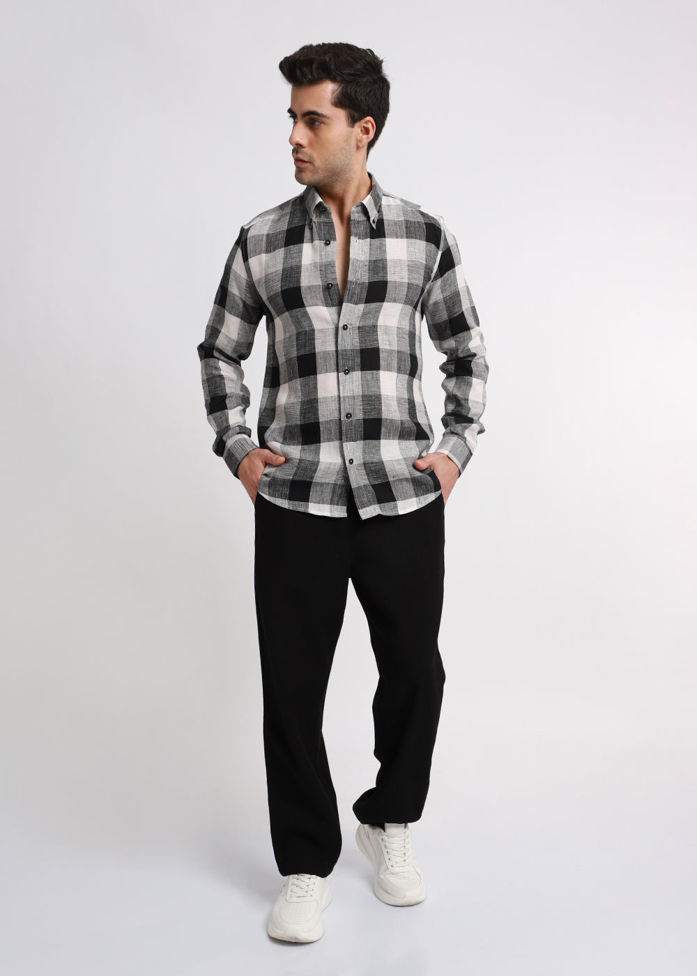 Pure Irish Linen Quadric Checks Shirt