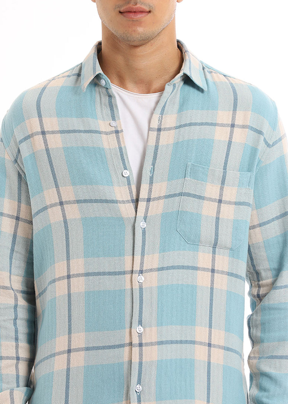 Dobby Turquoise Check Shirt