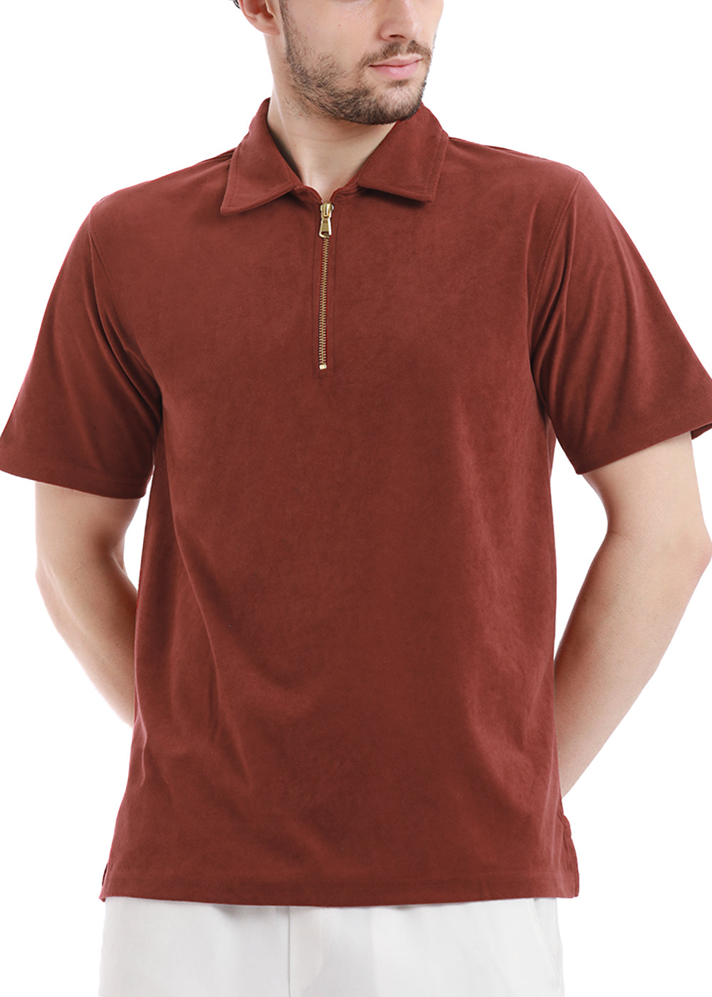 Rustic Red Zip polo T-shirt
