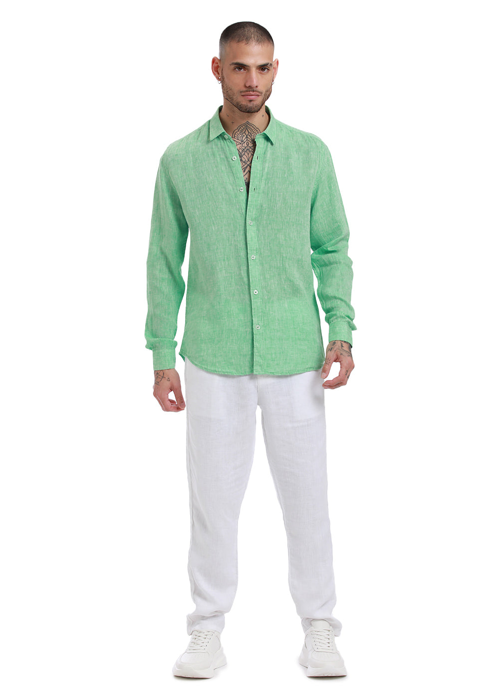 Smoke Green Pure Irish Linen Shirt