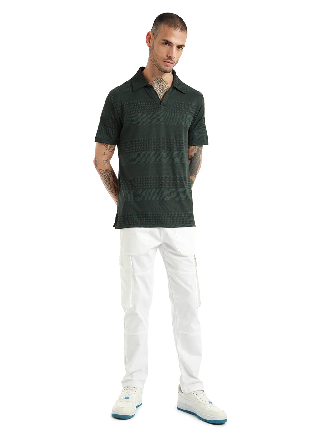 Jacquard Olive Polo Tshirt