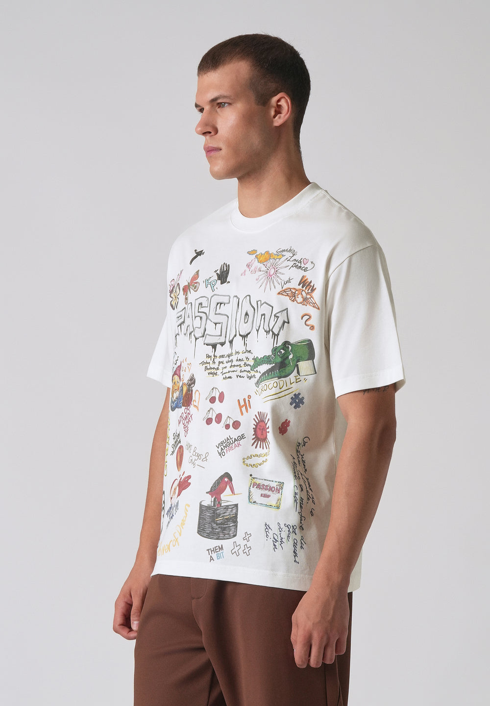 Passion White Printed Oversized T-shirt