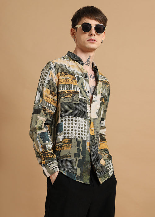 Mosaic Olive Feather shirt