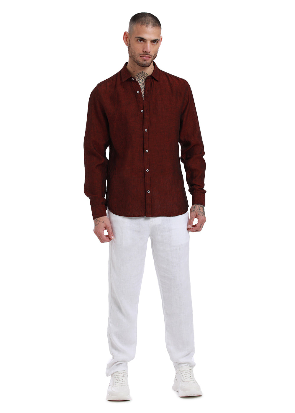 Premium Burnt Maroon Linen Shirt 