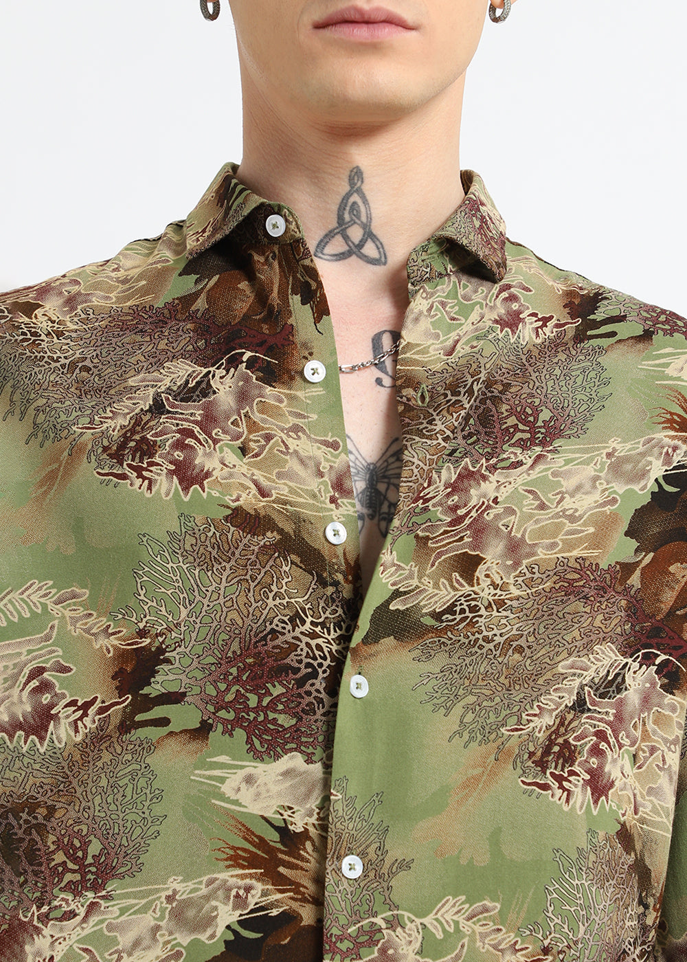 Coral Oasis Fern Feather shirt