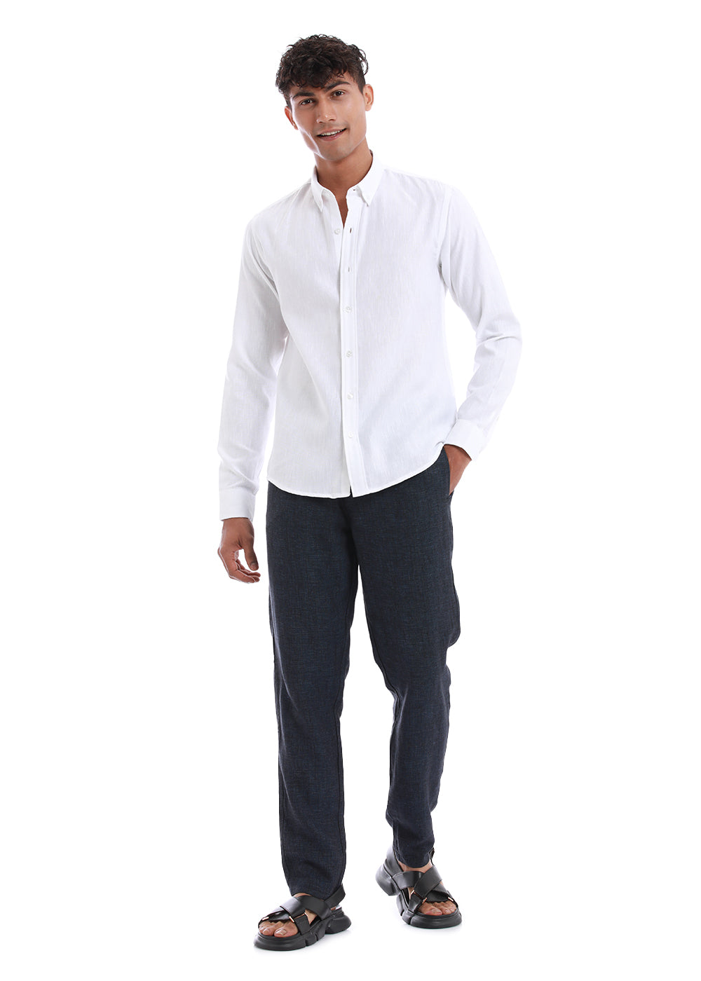 Misty White Blended Linen shirt