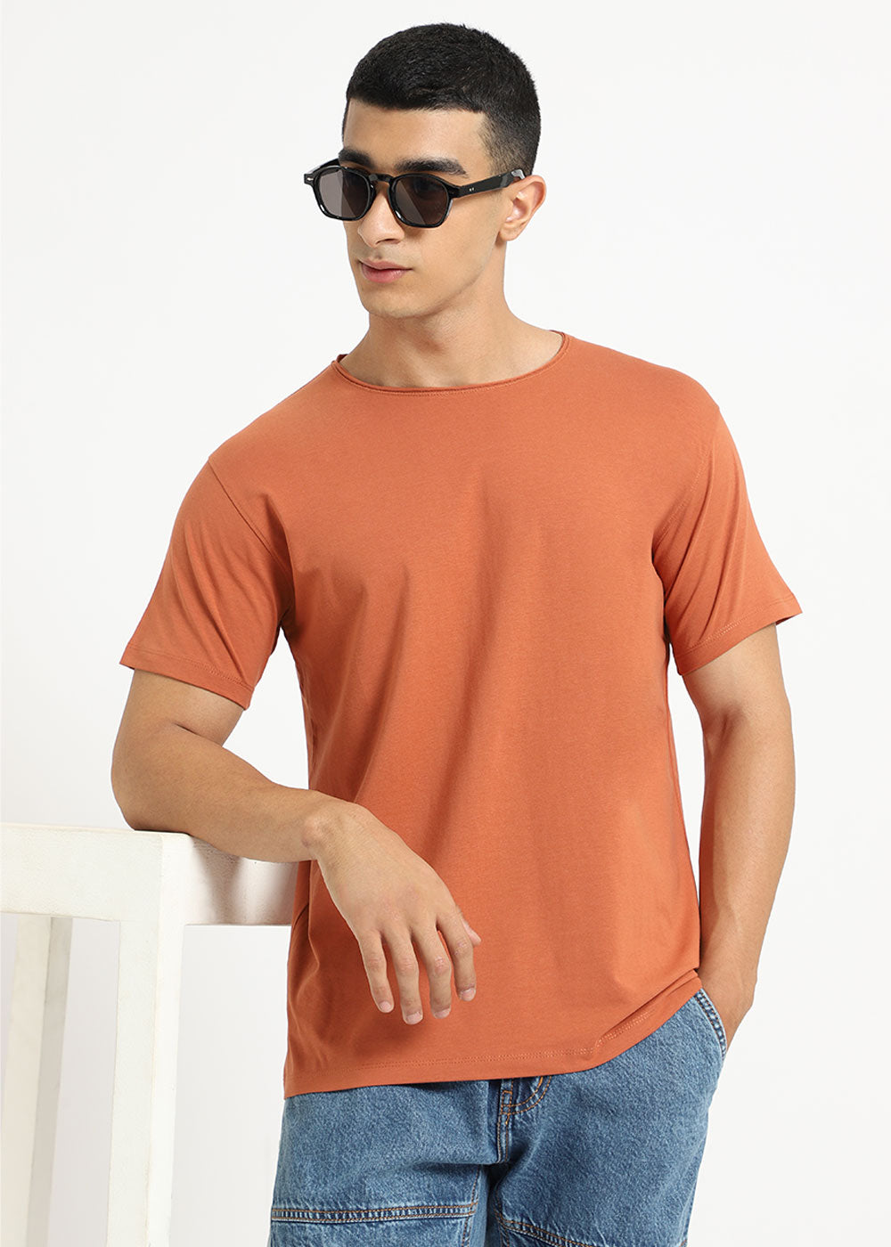 Orange Crew neck T-shirt