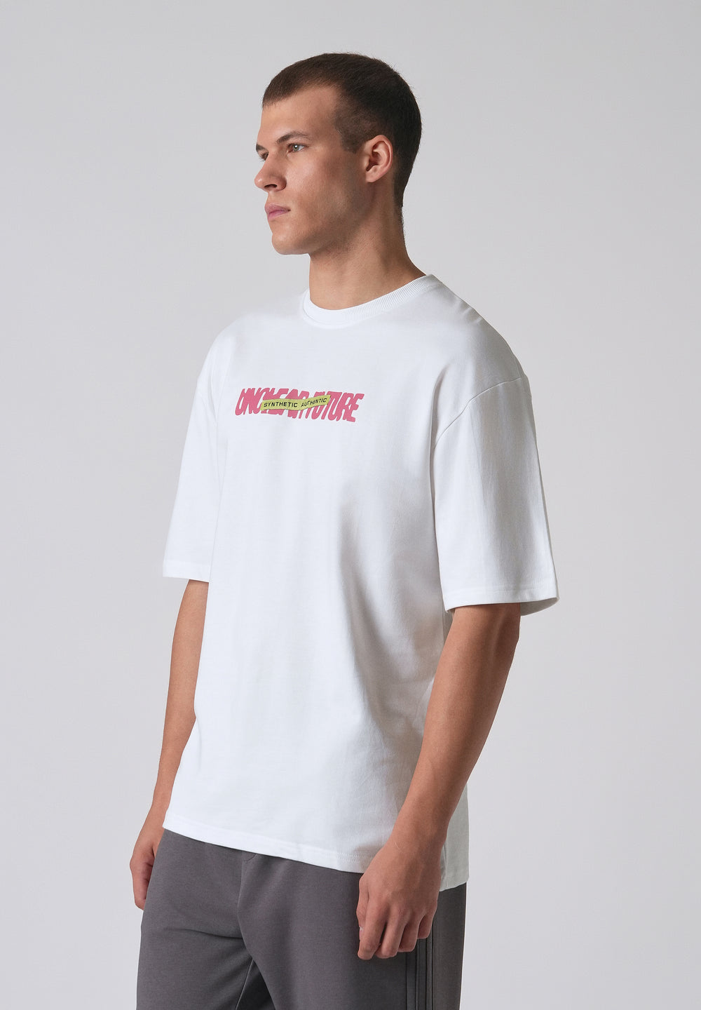Typography White Oversized T-shirt