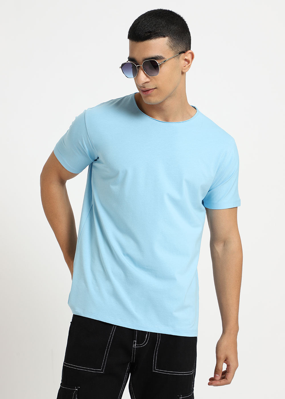 Light Blue Crew neck T shirt