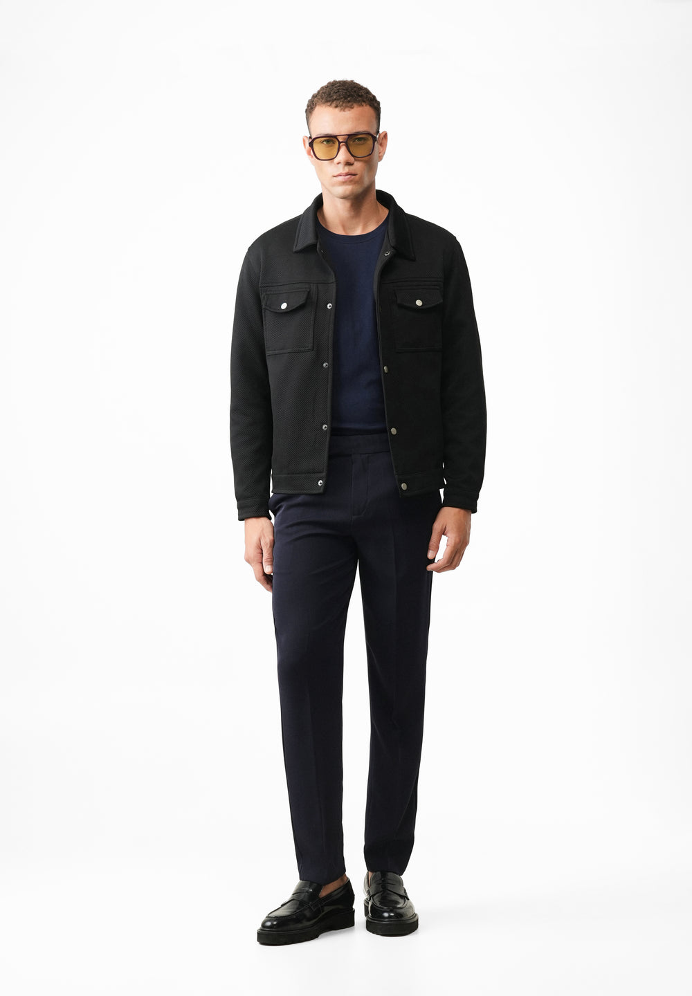 Navy Slim Fit Flex Waist Trousers