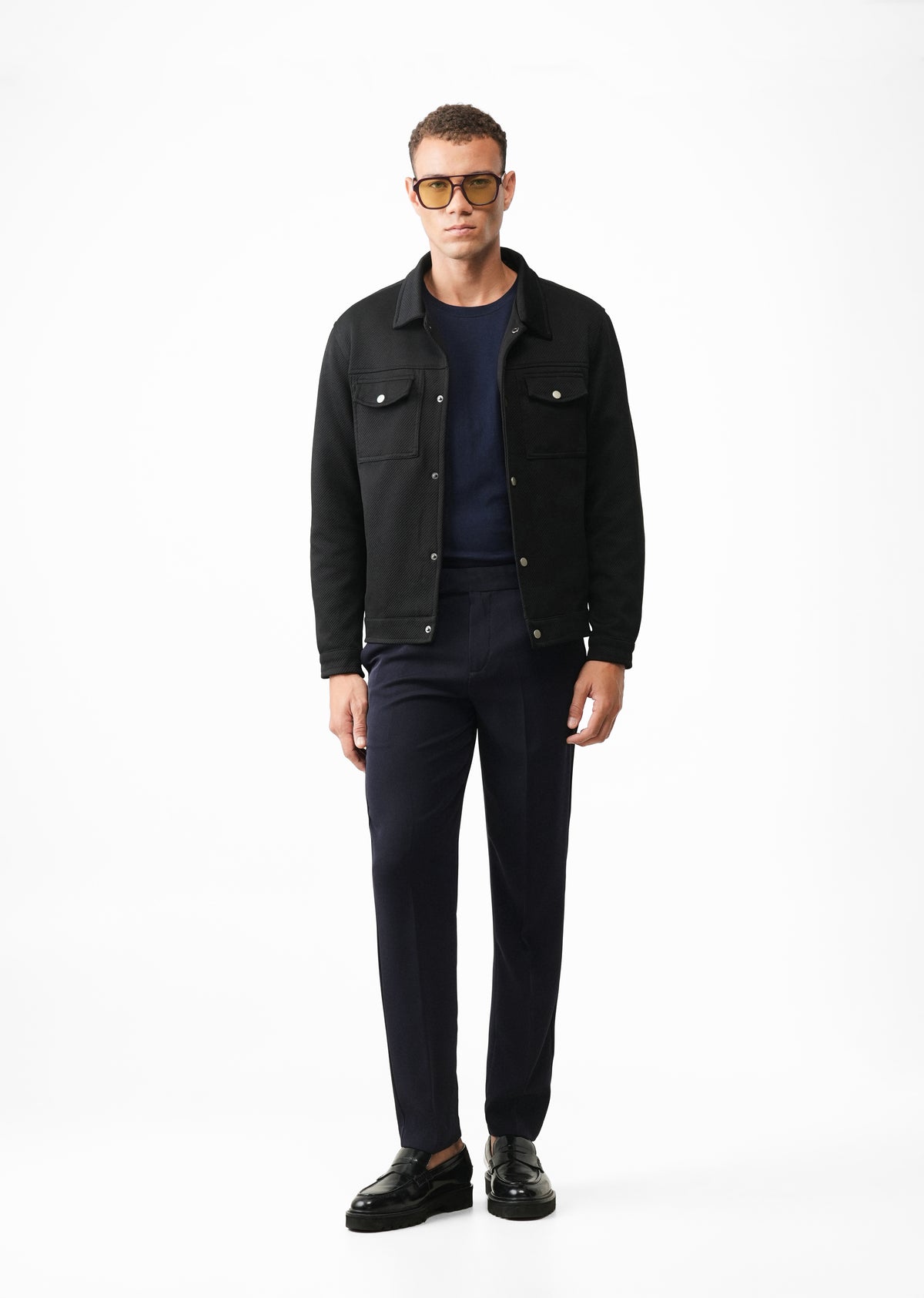 Navy Slim Fit Flex Waist Trousers