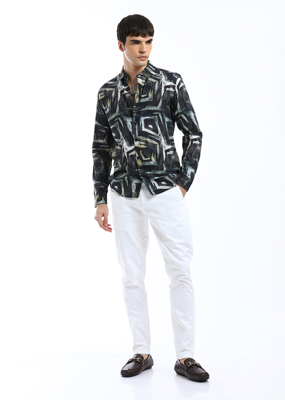 Black Illusive Abstract Print Shirt