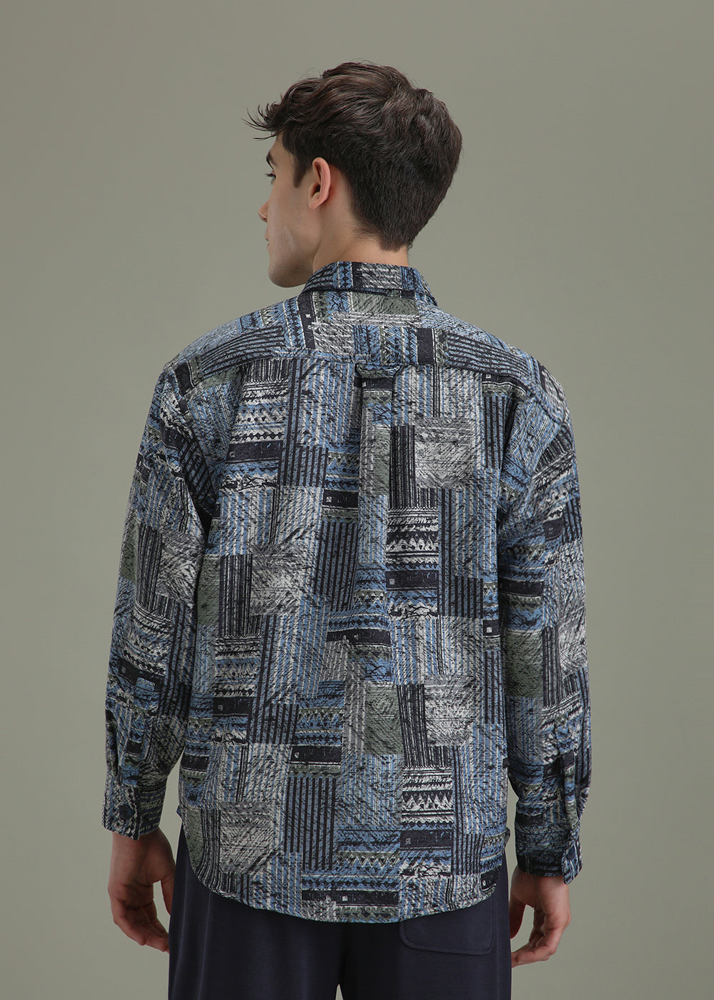 Blue Line Abstract Regular Fit Shacket