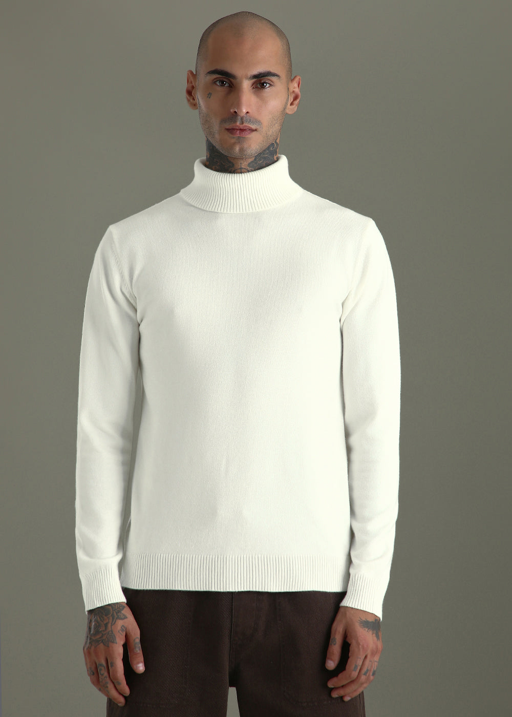 Off White Turtle-Neck Sweater