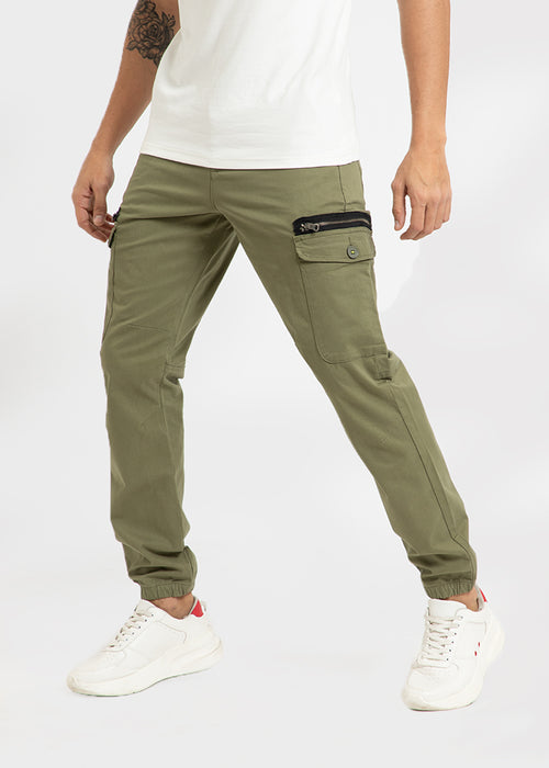 Moss Green Elasticated Cargo Pant