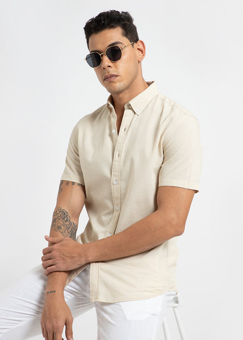 Light Beige Cotton Linen Shirt